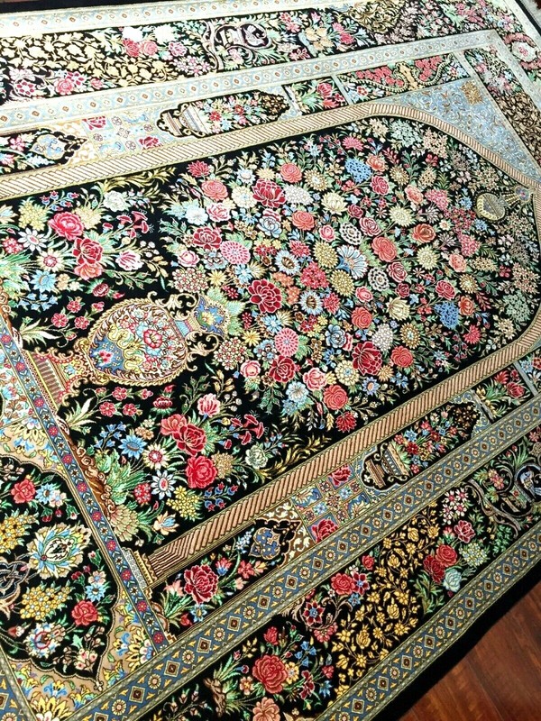 Fine Vintage 1970 Authentic Hand Made Knotted 100% Silk Rug gallery