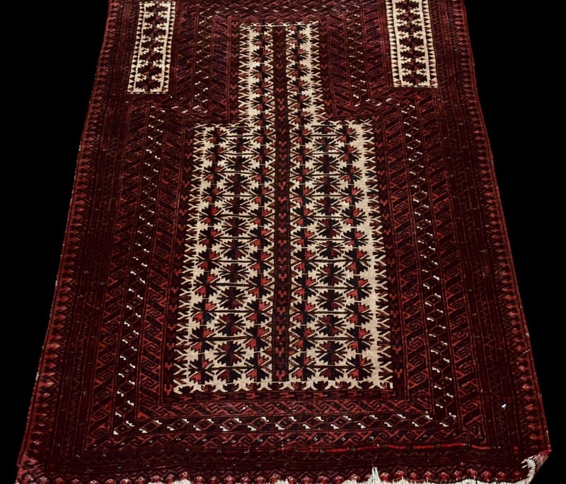 Traditional Vintage Hand-Knotted Carpet 3x5 Burgundy Brown Tan Wool Prayer Rug gallery