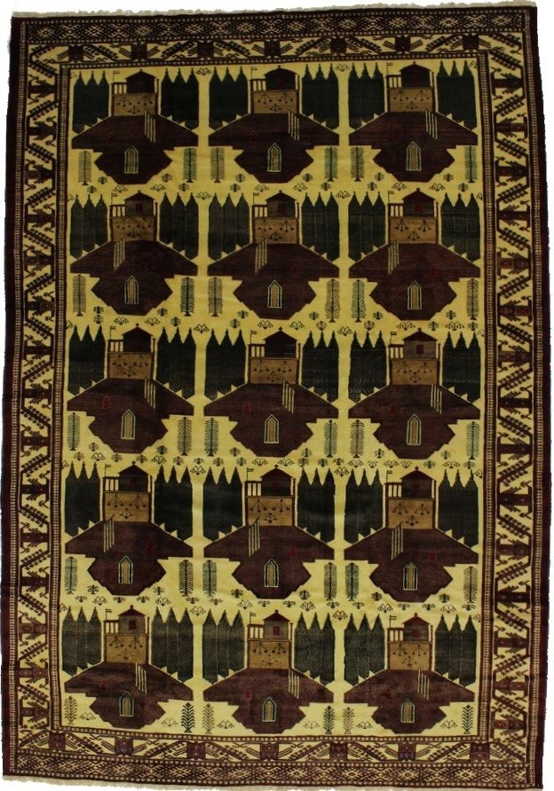 Rare Pictorial Afghan Design Tribal Rug Oriental Home Decor Carpet 9X13 ft