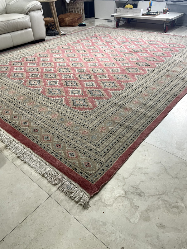 Authentic Hand Knotted Vintage Pakistani Bokhara Jhaldar Wool Rug 8.3 x 10.3 Ft gallery