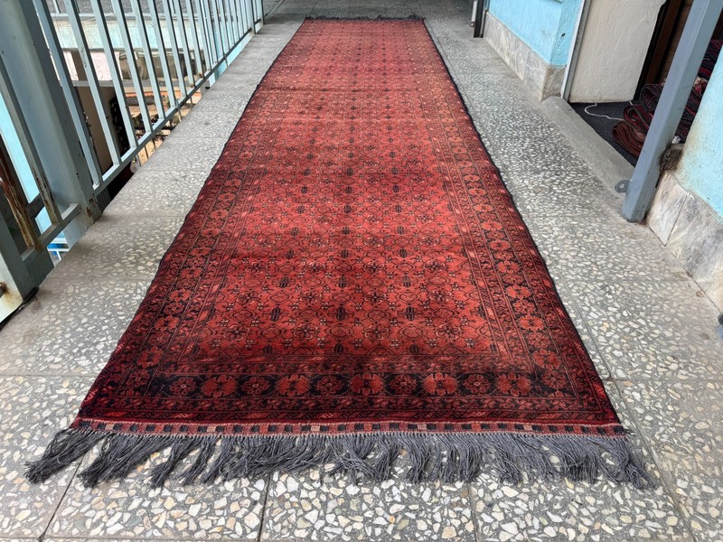 3x12 Afghan Hand Knotted Sarooq Geometric Rug Vintage Red Turkmen Runner Carpet gallery
