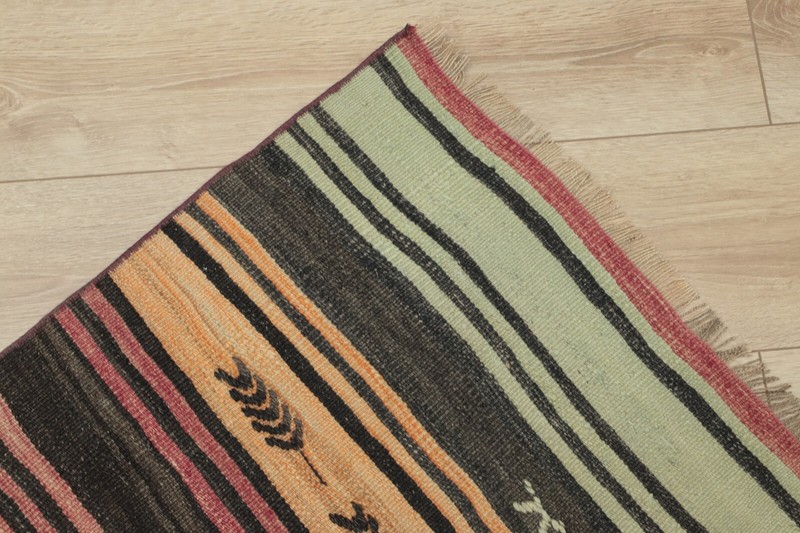 Striped Turkish Cappadocia Kilim Runner Rug Anatolian Hand Knotted Carpet 3x13ft gallery