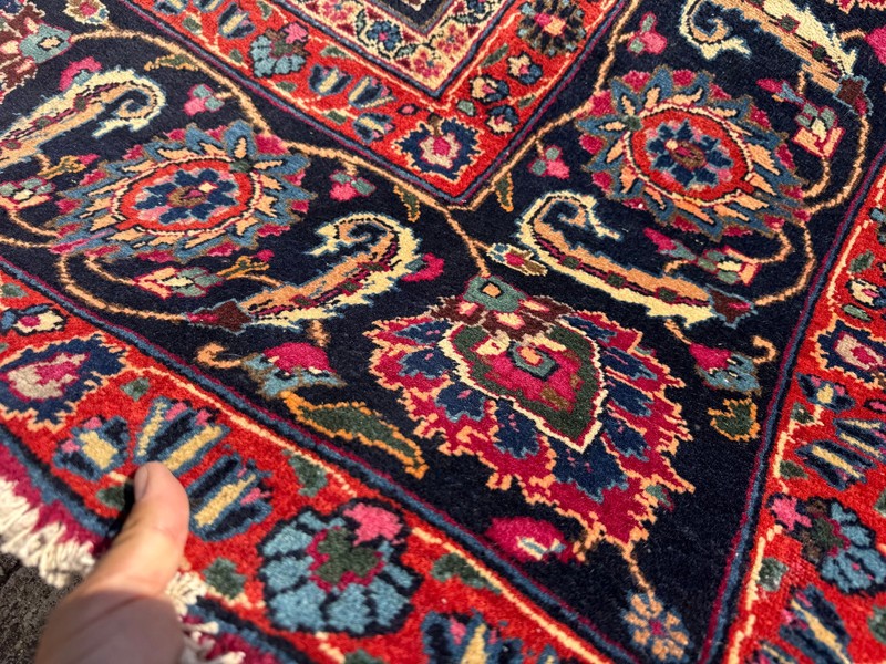 9x12 SIGNED ANTIQUE ORIENTAL RUG red purple blue VINTAGE handmade hand-knotted gallery
