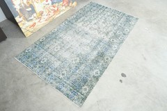 4×6 Turkish Antique Small Rug Hand-Knotted Neutral Vintage Oushak Wool Rug,1464