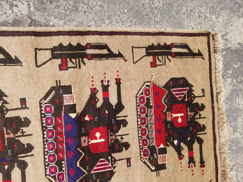 Vintage Traditional Handmade Afghan Rare War Wool Multicolor Kilim Rug 54x37 in gallery