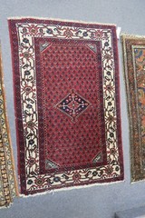 Vintage Red Kurdish Malayer Oriental Area Rug Hand Knotted Wool 2’8×4’2