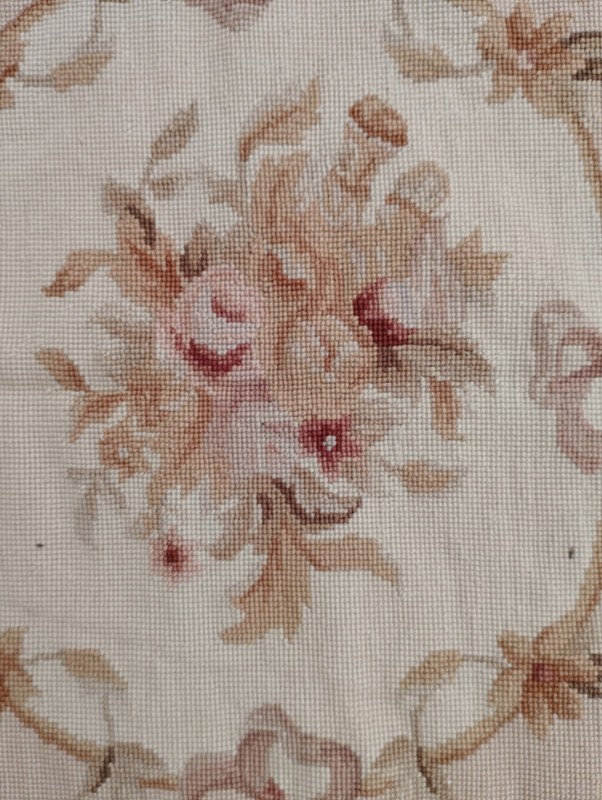 Vintage French Floral Needlepoint Handmade Multicolor Rug Wool Carpet 177x115 cm gallery