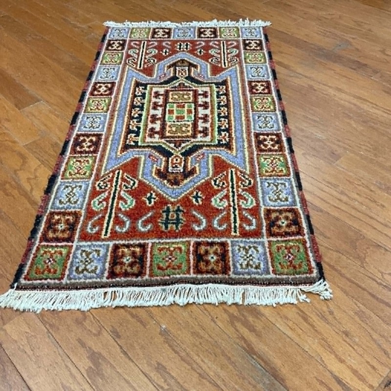 Handmade Indo Kazak Wool Rug 2' X 3' gallery