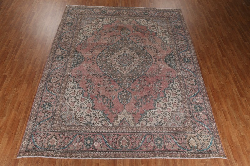 Semi-Antique Floral Traditional Oriental 10x12 Area Rug Evenly Low Pile Handmade gallery