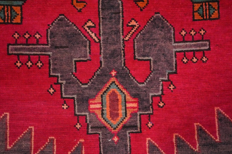 Vintage Red Wool Hand-knotted Geometric 10 ft Runner Rug Traditional Carpet 4x10 gallery