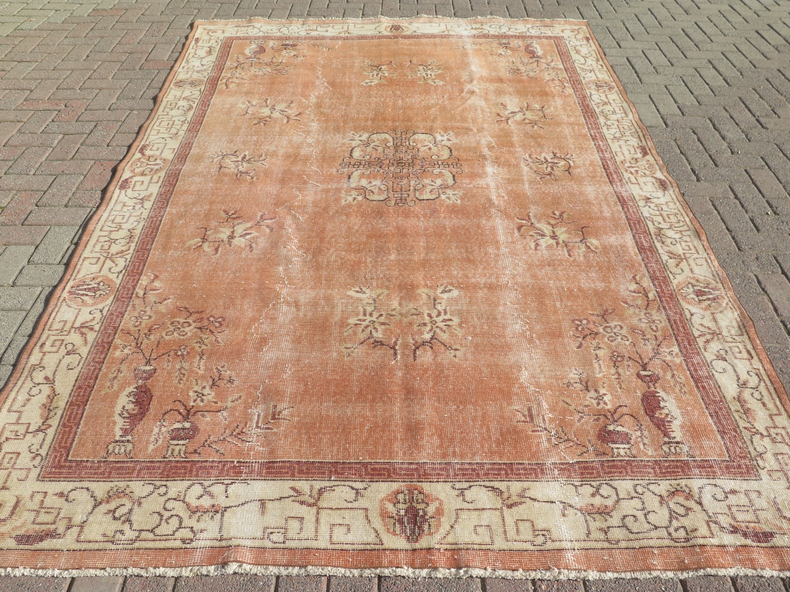Vintage Rug, Anatolia Carpet, Distressed Rug, Floor Carpet Handmade Rug 81"x118" gallery