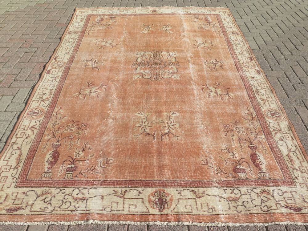 Vintage Rug, Anatolia Carpet, Distressed Rug, Floor Carpet Handmade Rug 81"x118"