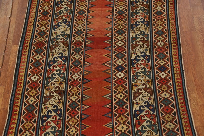Russian Hand-made Rug Pre-1900 Antique Wool Handmade Kazak Vegetable Dye Rug 4x8 gallery