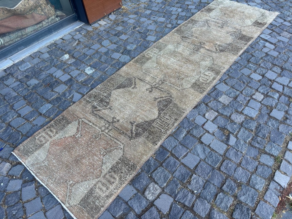 Bohemian rugs, Runner rug, Handmade, Turkish rug, Vintage, Wool | 3,0 x 10,9 ft