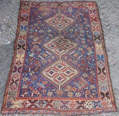 Distressed Antique K*h*a*m*s*e*h Arab Tribal Rug. 148cm X 112cm.