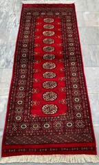 Vintage Afghan Bokhara, Wool Runner, Traditional Hallway Carpet 2×6 ft