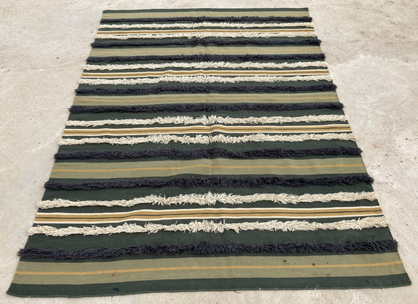 Vintage Traditional Handmade Lovely Striped Kilim Floor Rug Carpet 238x166 cm gallery