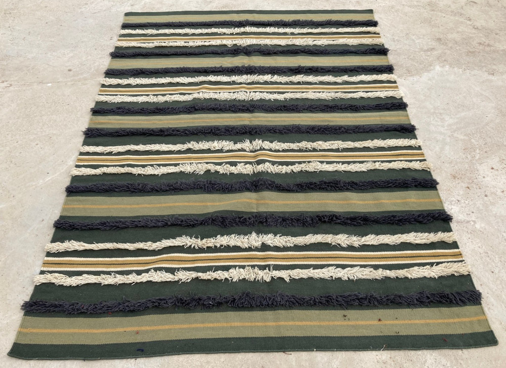 Vintage Traditional Handmade Lovely Striped Kilim Floor Rug Carpet 238x166 cm