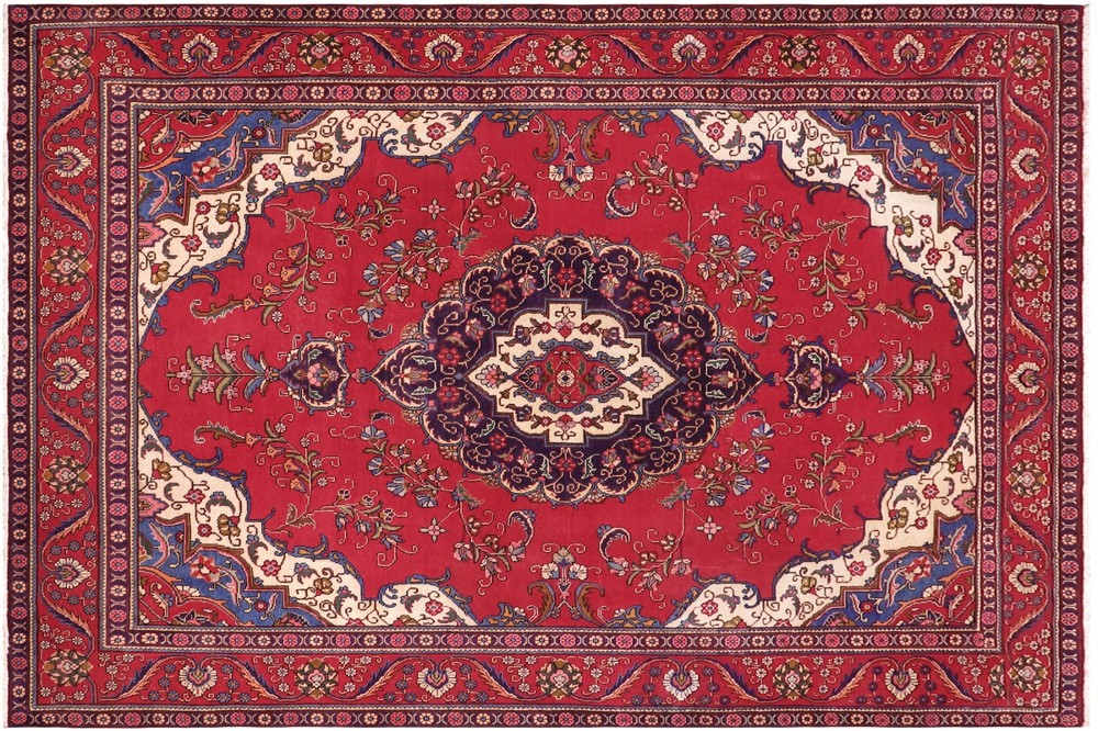 Stunning Antique Oriental Rug 8'6" x 12'10" | Vibrant Red & Blue Medallion