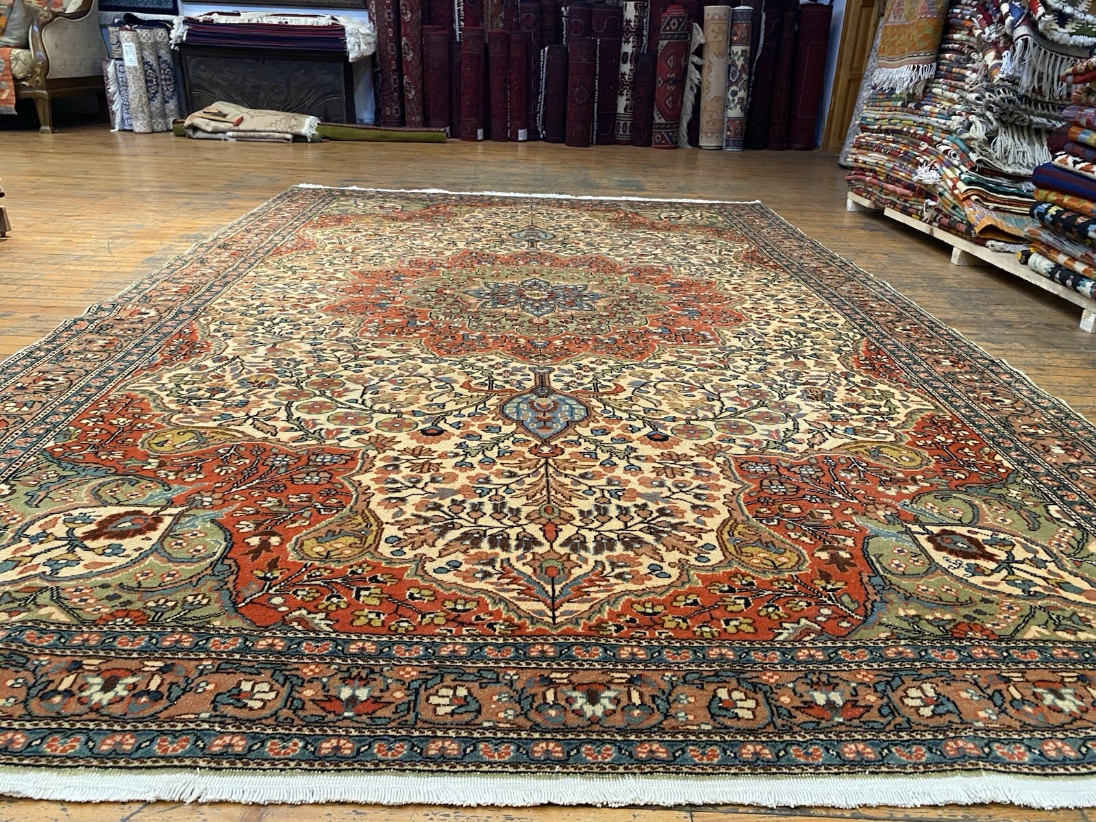 Hand-knotted Wool Turkish Carpet | Rare Vintage 1960-1980s Natural Dye Wool Pile gallery
