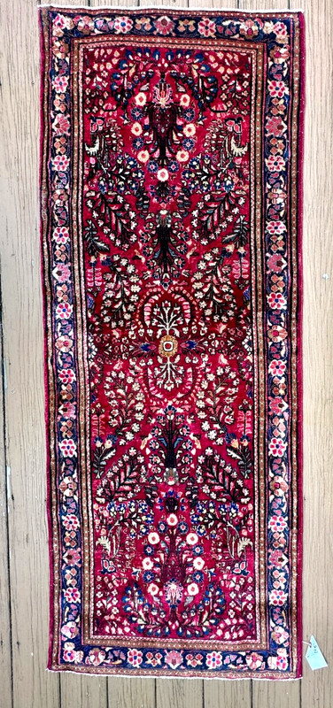 ANTIQUE AMERICAN SAROUK MOHAJERAN RUNNER 3x7 FT CIR 1900 gallery