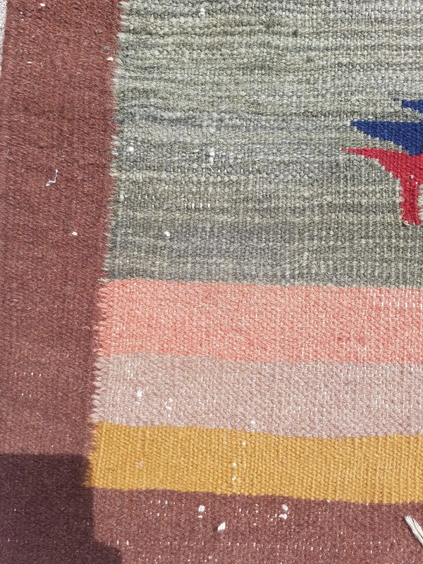 Fine Vintage Traditional Handmade Pictorial Wool Multicolor Kilim 5.8x3.9 ft gallery