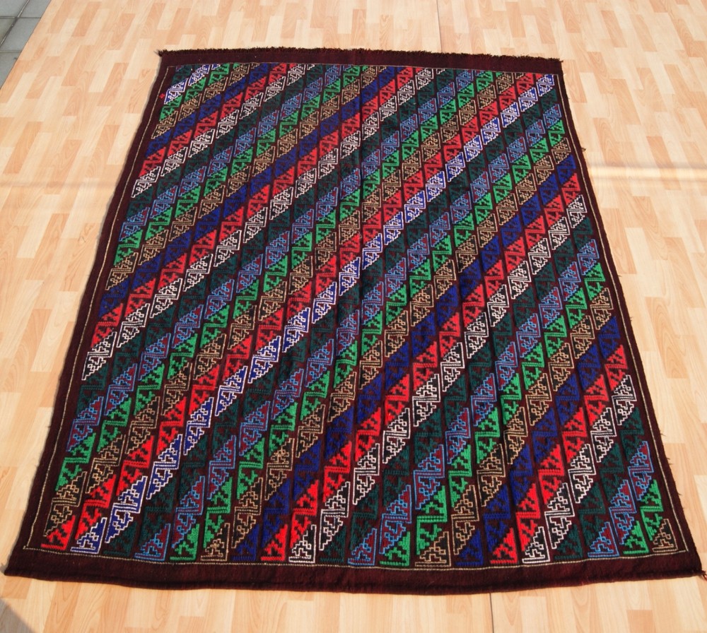 EMBROIDERED WOOL HANDWOVEN RECTANGLE TURKISH ANATOLIAN KELIM 30+ AREA RUGS 6X8ft