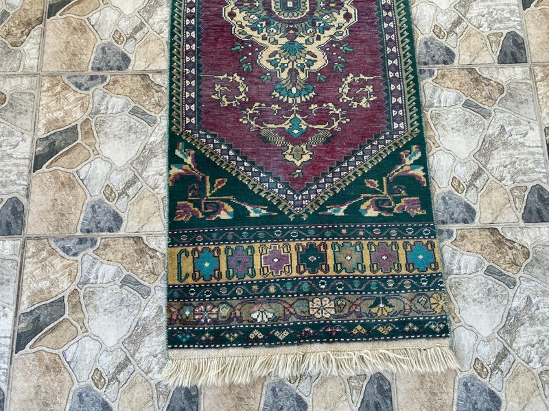 Handmade Turkish Vintage Rug | 1960s Tribal Wool Farmhouse Antique Runner Carpet gallery
