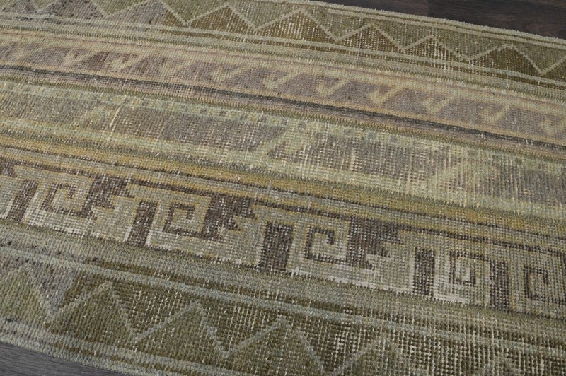 Vintage Turkish Runner Rug 2x10ft BEIGE Handmade Anatolian Oushak Hallway Wool gallery