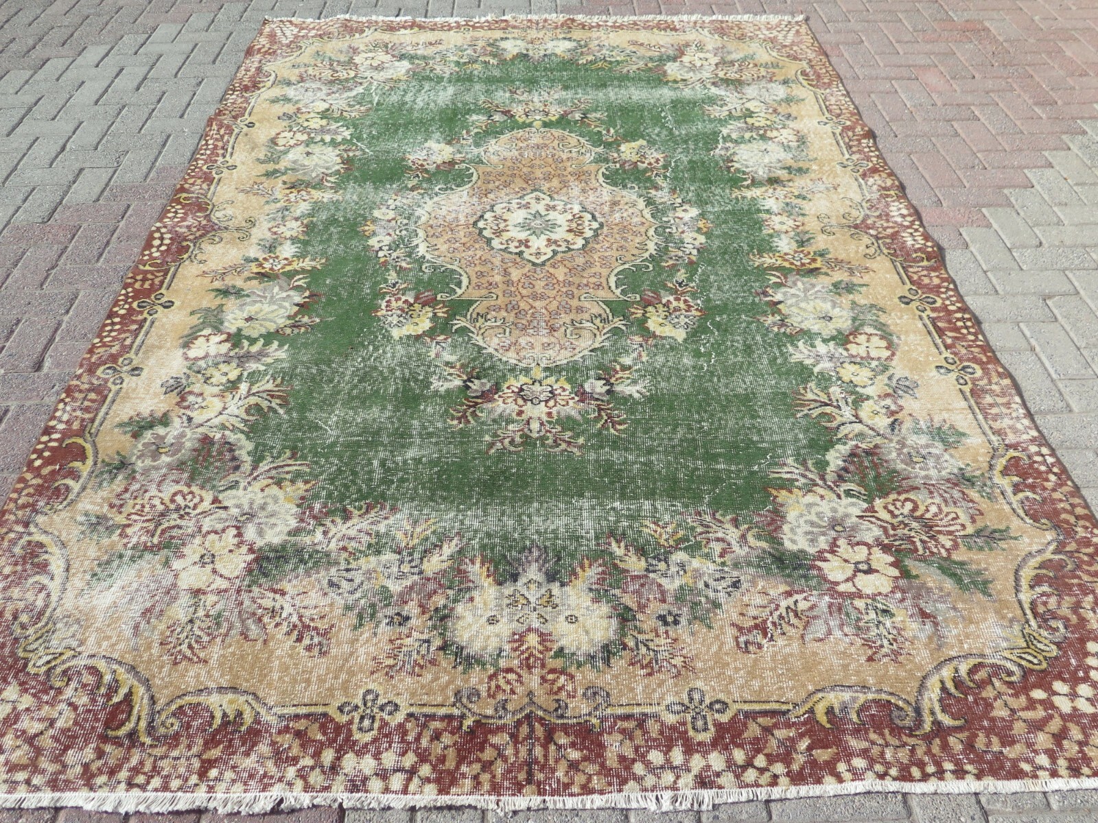 Vintage Rug, Floor Carpet, Distressed Rug Area Rugs Handmade Carpet Rug 80"x116" gallery