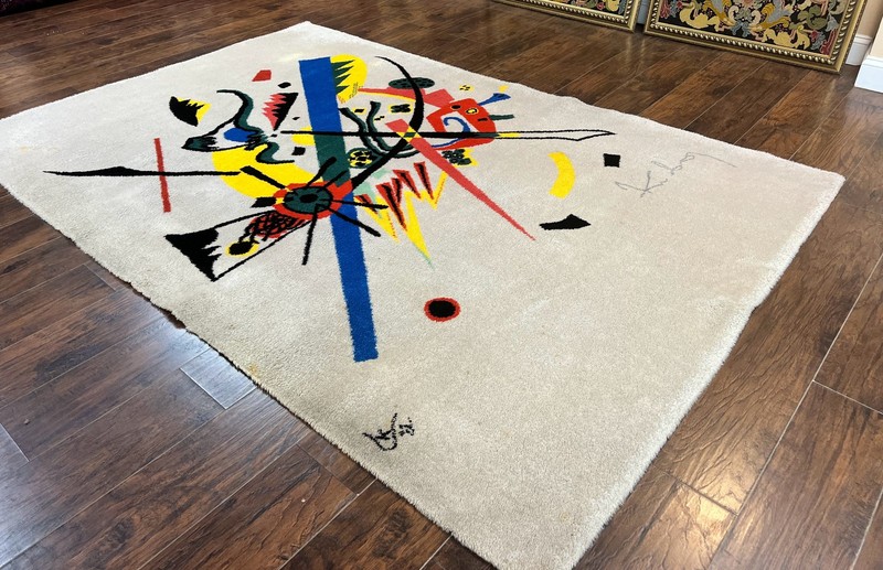 Danish Rya Shag Rug 6x9 EGE Axminster Carpet Ivory Modern Abstract Signed gallery