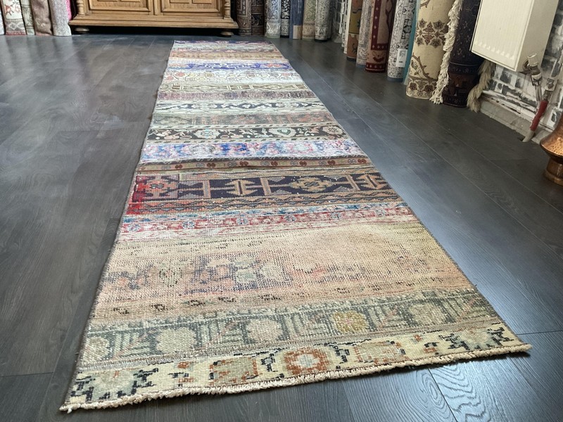 Handmade Runer Rug, 3x12 Vintage Wool Carpet, Home Decor, Afghan Rug, Colorful gallery