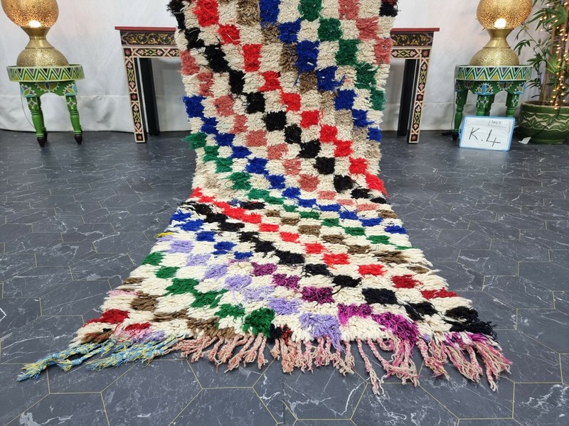 Moroccan Handmade Vintage Rug 2'4''x6'4'' Berber Checkered Red Cotton Area Rug . gallery