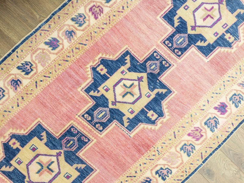 Vintage Turkish wide and long runner 4.3x12.5 ft Hand-knotted Oushak Area Rug gallery