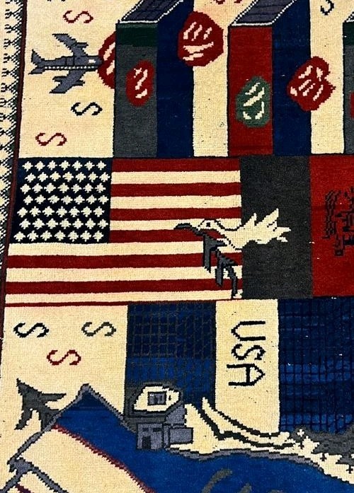 9/11 Handmade Afghanistan Amazing war rug Great Quality Beauiful design 5ftx3f gallery