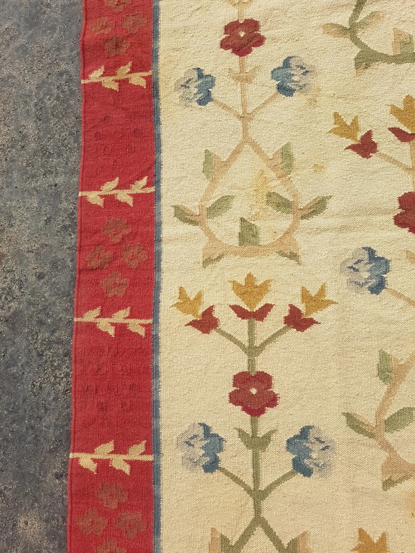 Vintage Handmade Scandinavian Style Floral Wool Multicolor Kilim Rug 5.1x3.0 ft gallery