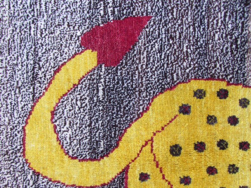 Vintage Traditional Hand Made Oriental Gabbe Wool Grey Rug 151x103cm Animal Lion gallery
