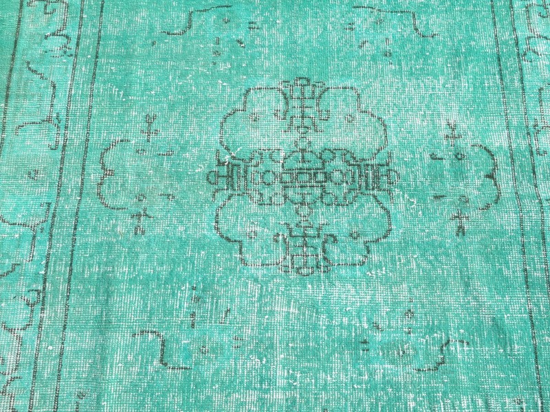 Turkish Turquoise Overdyed Rug, Vintage Wool Carpet, Handwoven Floor Rug 49"X79" gallery