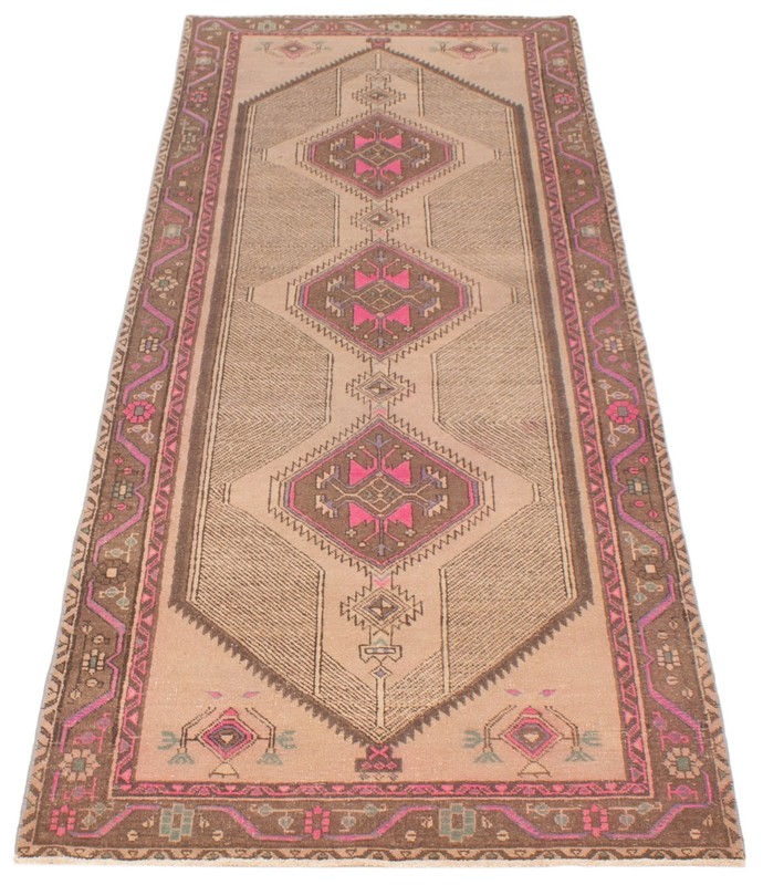 3'8" x 10'3" Vintage Hand-knotted Runner Rug Traditional Oriental Wool Carpet gallery