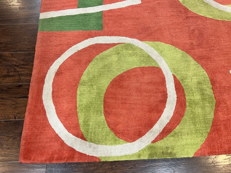 Abstract Rug 6x9, Modern Contemporary Rug, Red-Orange Green gallery