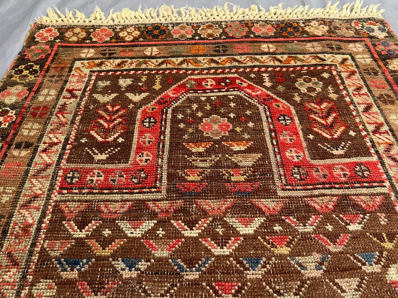 Afghan Prayer Rug 3 x 4'8 – Distressed Hand Knotted Tribal Wool Vintage Rug gallery