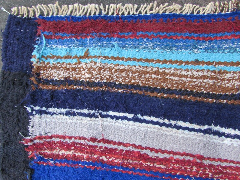 Vintage Traditional Hand Made Oriental Cotton Blue Large Kilim 233x125cm gallery