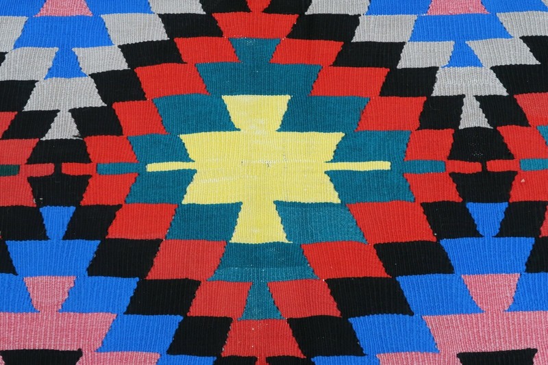 Turkish Rug Handmade Floor Rug Large Multicolor Carpet Boho Flatweave 69"x121" gallery