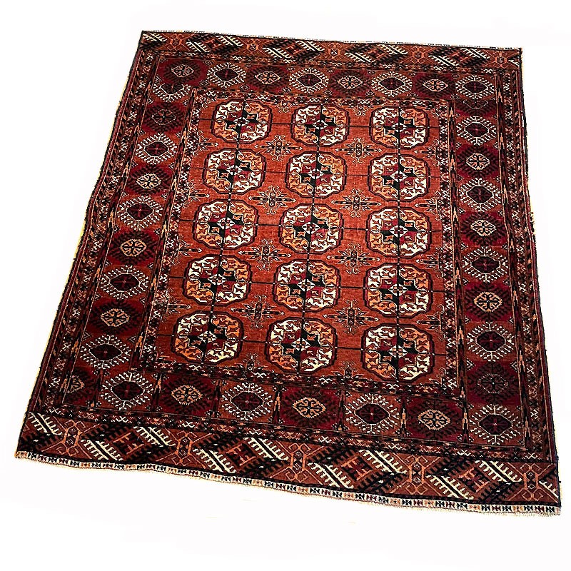 Antique Nice Clean Turkoman (Turkmen) Tekke Hand Knotted Wool Rug 40" X 47" gallery