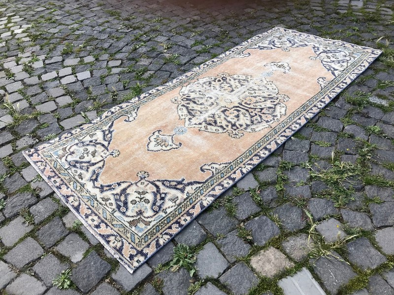Turkish Antique rug Bohemian Area rug Oushak rug Vintage Rug Handmade Wool rug gallery