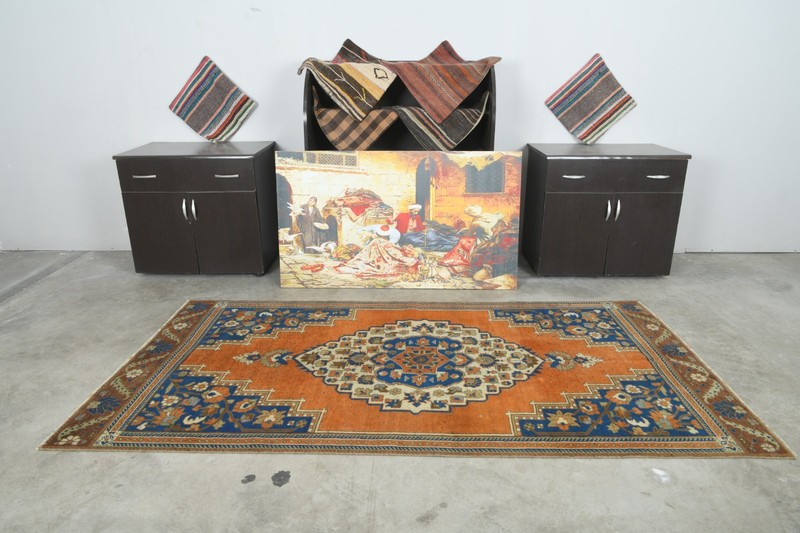 4x8 Turkish Hand-Knotted Vintage Oushak Area Rug Boho Decor Wool Carpet,603 gallery