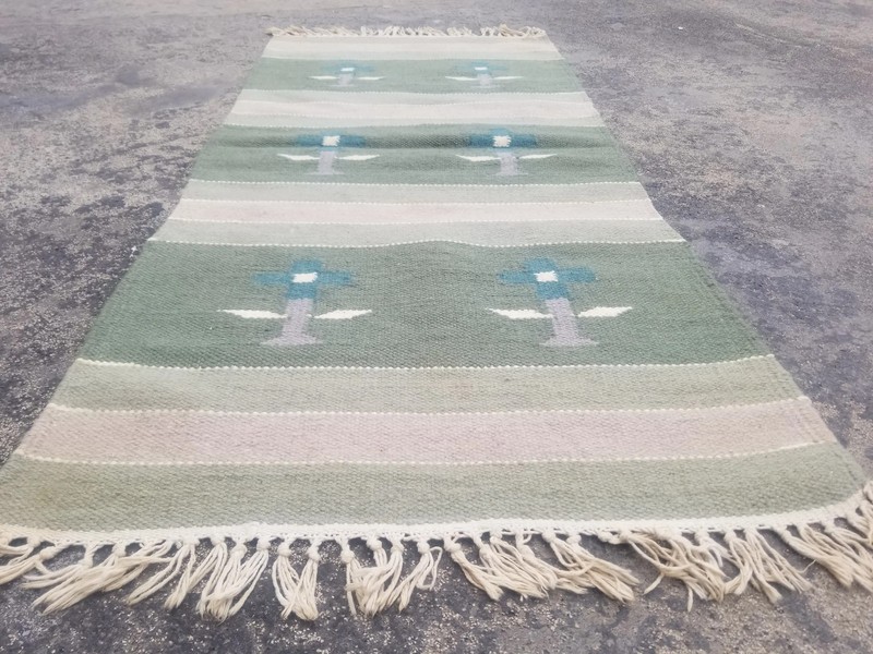 Fine Vintage Traditional Hand Made Scandinavian Wool Multicolor Kilim 123x59cm gallery