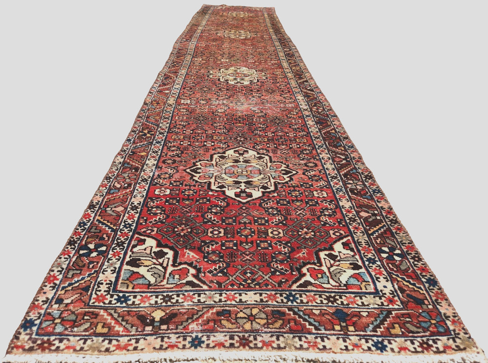 2'9"x13'9" ANTIQUE HAND KNOTTED CAUCASIAN TABRIZi SERAPE TRIBAL WOOL RUG RUNNER