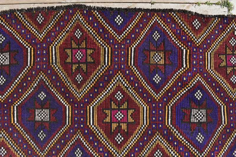 Turkish Kilim 75''x92'' Handwoven Adana Cicim Kilim 192x236cm Vintage 6x7 Rug gallery