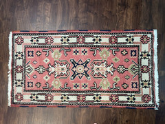 Vintage Hand Knotted Wool Oriental Style Area Rug ~26×50 w Losses